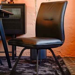 Mikkel spisebordsstol | Sort spisebordstol i læder